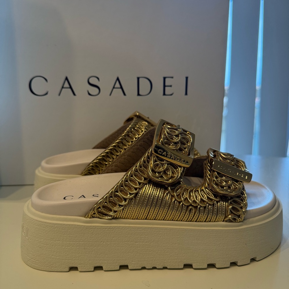 Casadei ‘Birky Ale’ Metallic Gold Women's Sandals